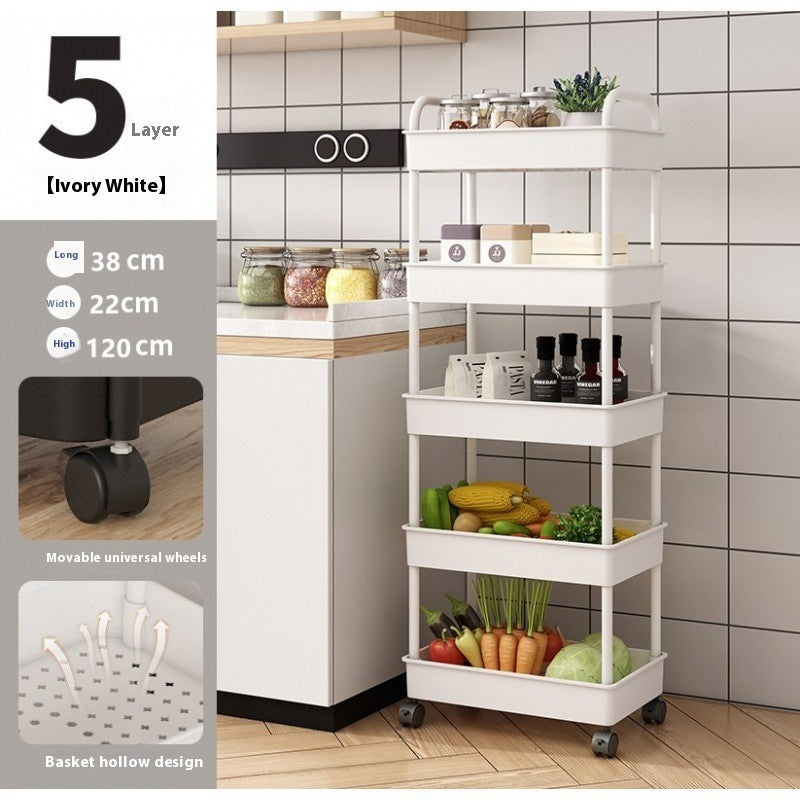 Trolley Rack Floor Multi-layer Mobile Kitchen Vegetable Basket
