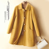 Wool Pearl Buckle Double-faced Woolen Goods Women's Doll Collar Mid-length Coat
