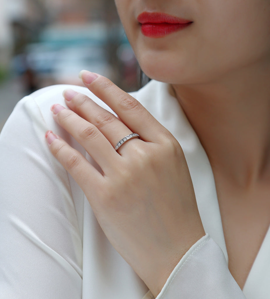 Birth Sun - A Wedding Ring Set With Top-quality Moissanite S925 In Silver And Platinum-plated. The Ring Can Be Tested With A Diamond Pen