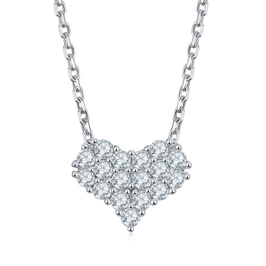 Set With Top-quality Moissanite, This Luxurious And Fashionable Light Luxury Trend Jewelry Necklace Pendant Is Made Of S925 Silver Electroplated With Platinum