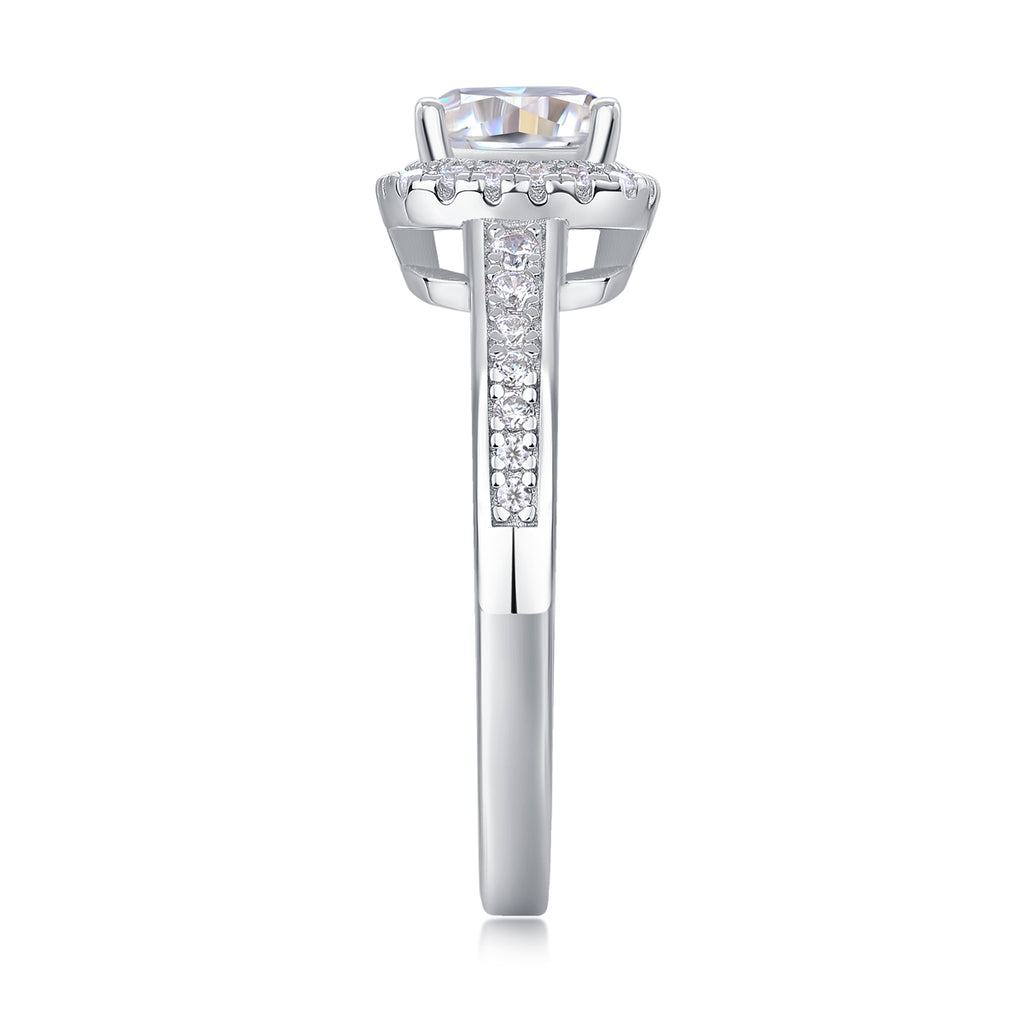 The Passionate - Set With Top-quality Moissanite S925 Silver And Platinum-plated Diamond Wedding Ring Can Be Inspected With A Diamond Pen