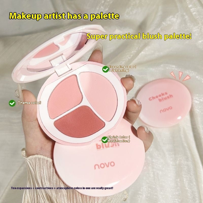 Mood Tricolor Blusher Plate Plain Face Repair Brightening Matte Rouge
