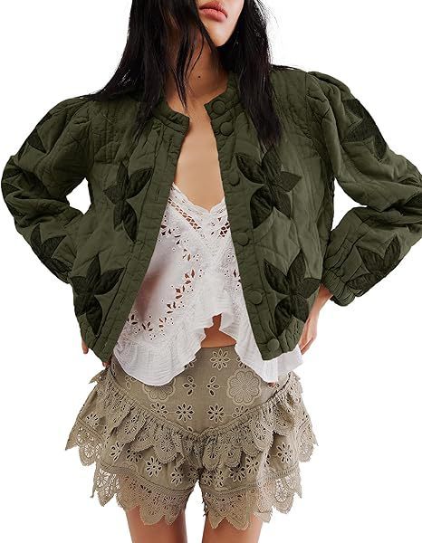 Washed Cotton Maple Leaf Affixed Cloth Embroidered Women's Coat Cotton-padded Jacket