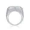 Royal Square Diamond - Set With Top-quality Moissanite S925, Silver And Platinum-plated Men's Ring, Diamond Ring, Wedding Ring. The Ring Can Be Inspected With A Diamond Pen