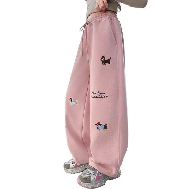 Embroidered Western Style Casual Wide-leg Pants