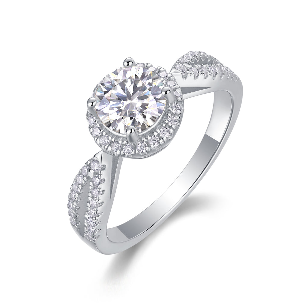The Dream Wedding - A 1-carat Top-quality Moissanite S925 Silver And Platinum-plated Diamond Ring. The Wedding Ring Can Be Inspected With A Diamond Pen