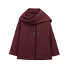 Women's French Style Design Blended Scarf Coat Coat