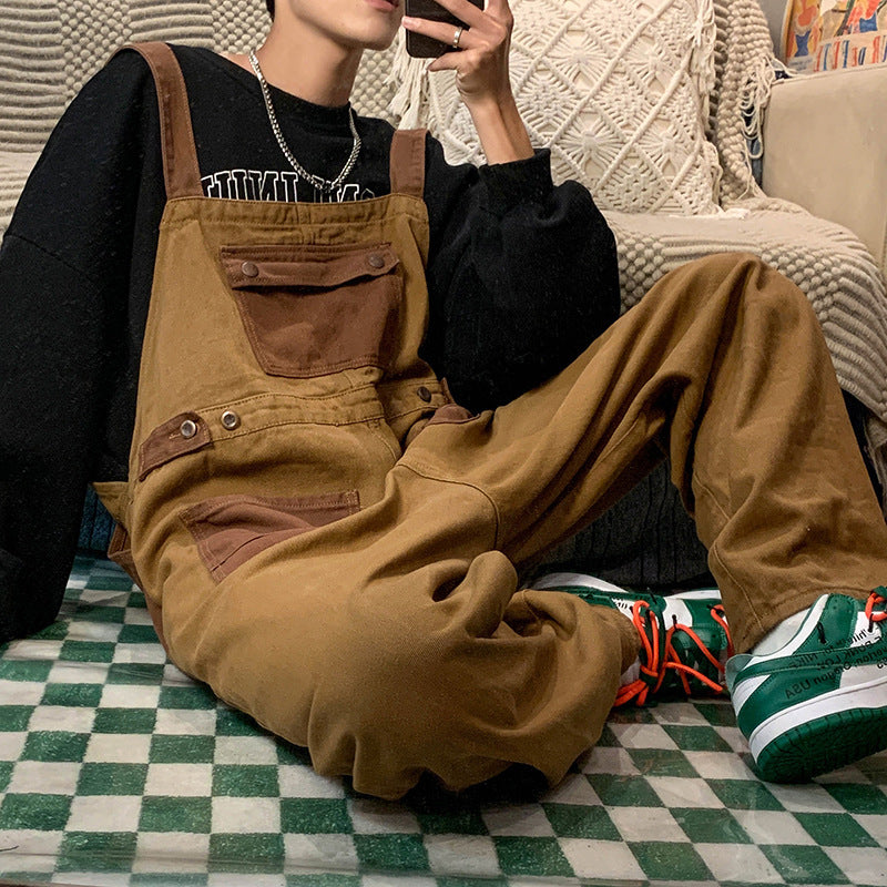 Men's Vintage Casual Wide-leg American Overalls