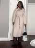 Retro Solid Stand Collar Long Tweed Coat Women