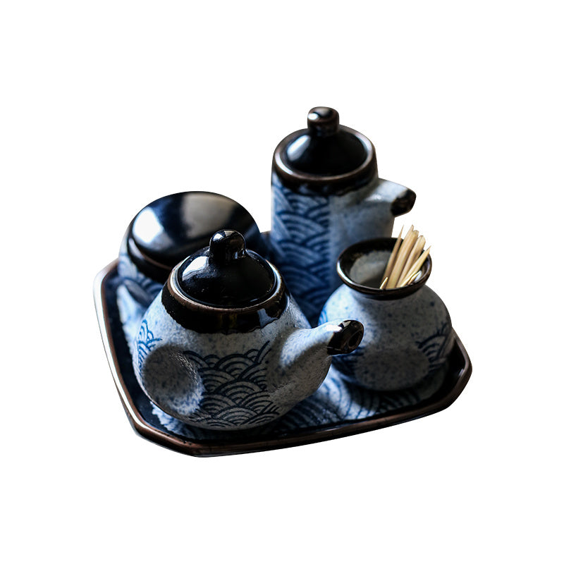 Japanese Style Ceramic Hefeng Seasoning Pot Set Restaurant Household