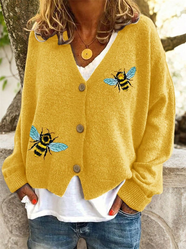 Animal Pattern Design Knitted Cardigan Sweater