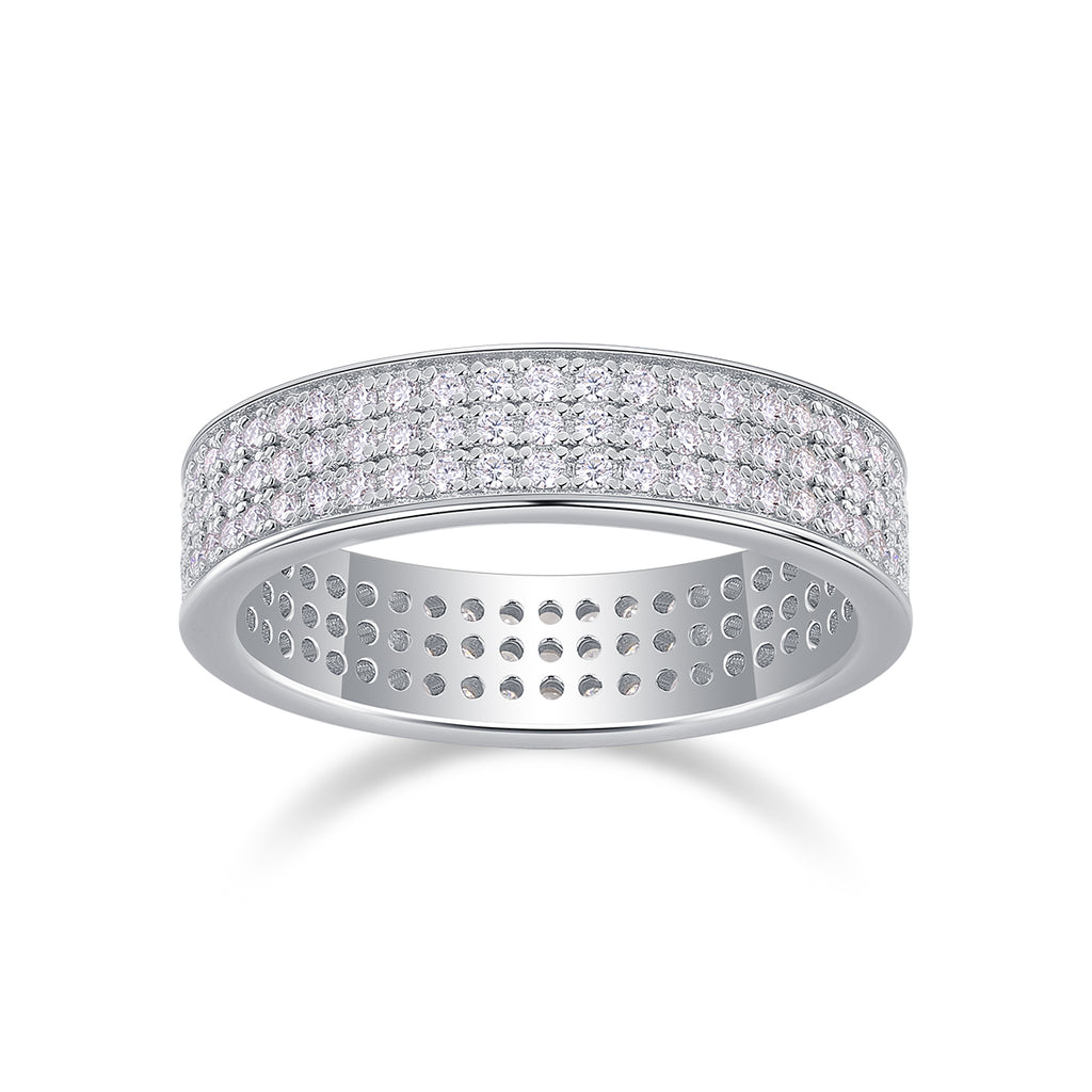 Starlight Shining - A Wedding Ring Set With Top-quality Moissanite S925 Silver And Platinum-plated Diamond. The Ring Can Be Inspected With A Diamond Pen