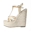 Women's Woven Wedge Platform Sandals With Hemp Rope