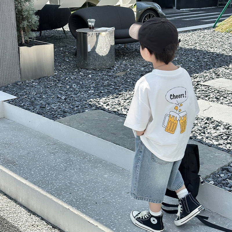 Summer Loose Round Neck Boys' Sports T-shirt