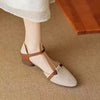 New Retro Chunky Heel Buckle With Closed Toe Stitching Hollowed Sandals Women