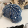 Retro Make Old Ripped Denim Beret Women