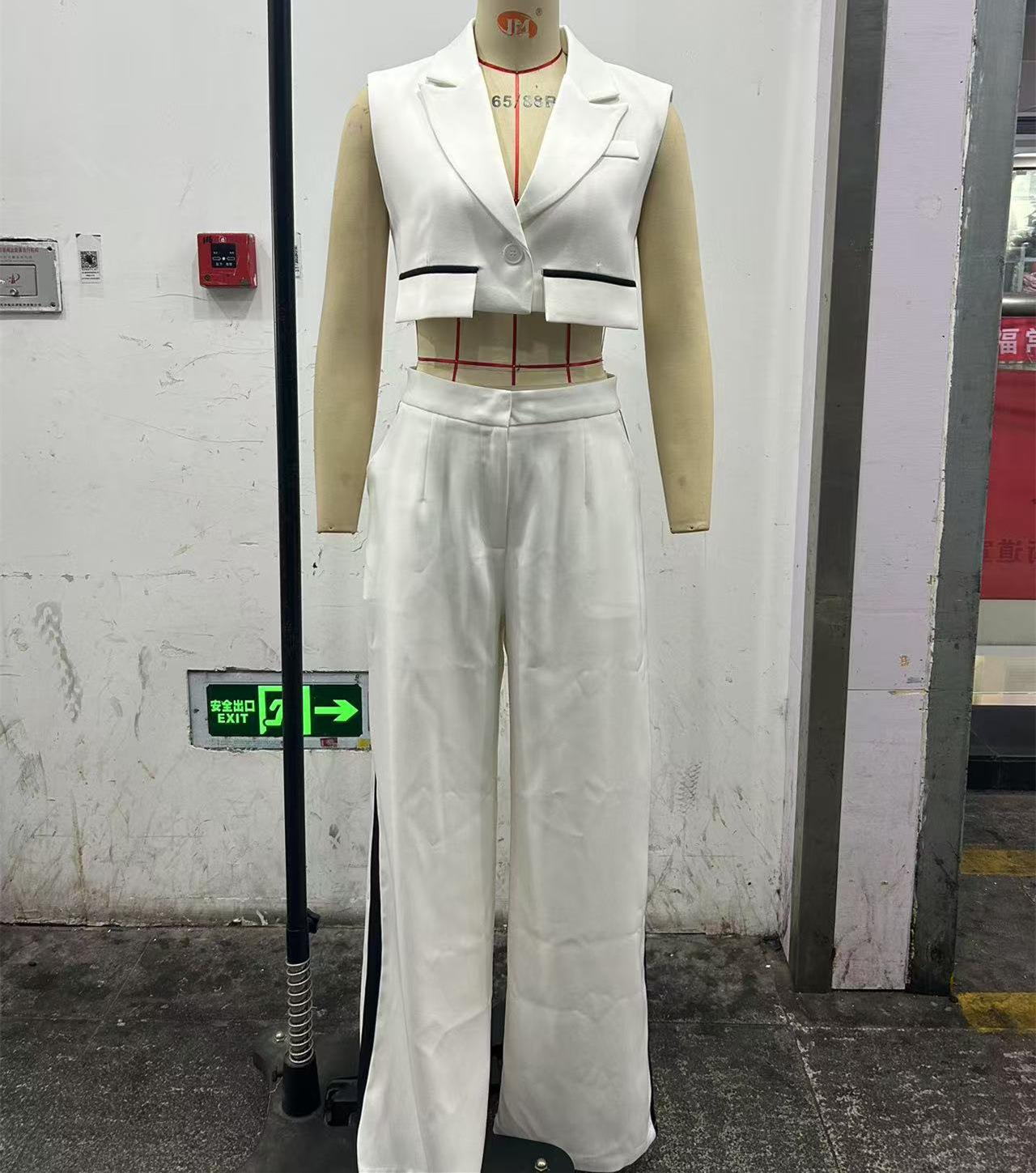 Fashion Vest Lapel Blouse And Pants Women