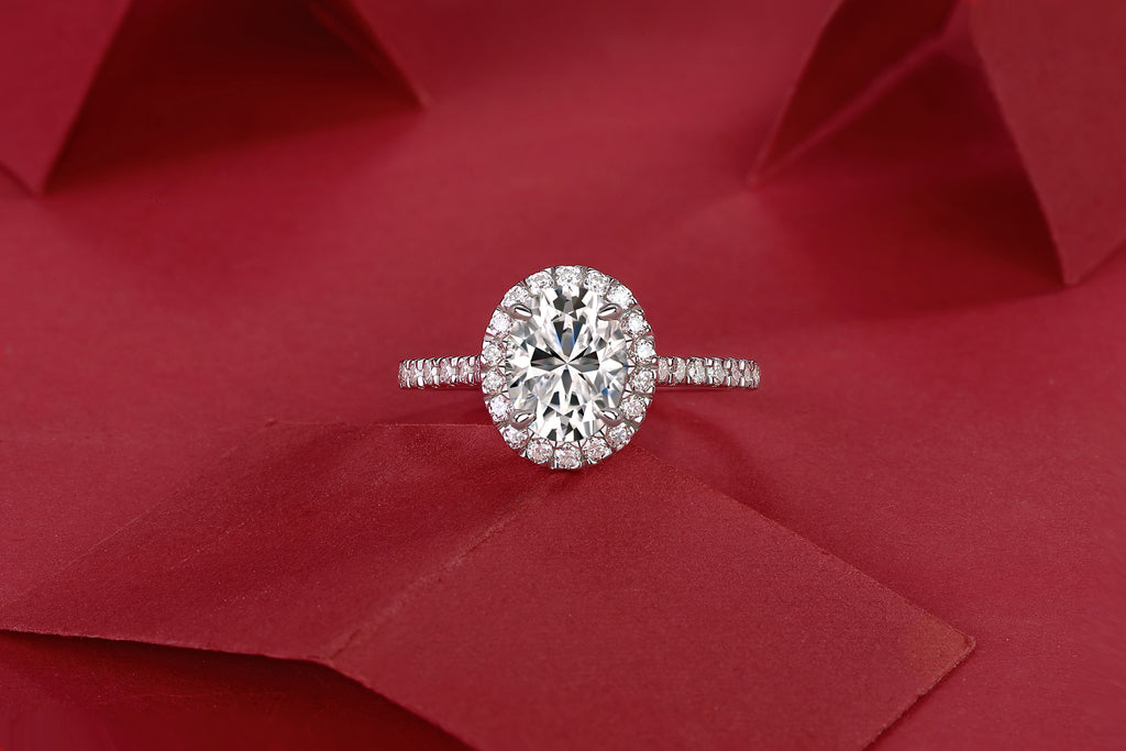 Audrey - Set With Top-quality Moissanite S925 Silver And Platinum-plated Diamond Wedding Ring. The Ring Can Be Inspected With A Diamond Pen