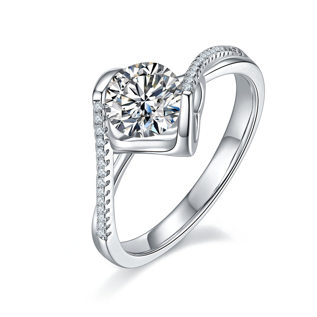 Dazzling Promise - A Wedding Ring Set With 1-carat Top-quality Moissanite S925 Silver And Platinum-plated Diamond. The Ring Can Be Inspected With A Diamond Pen