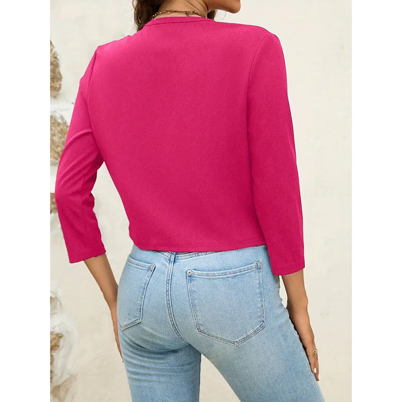 New Solid Color Cardigan Casual Long-sleeved Sweater For Women