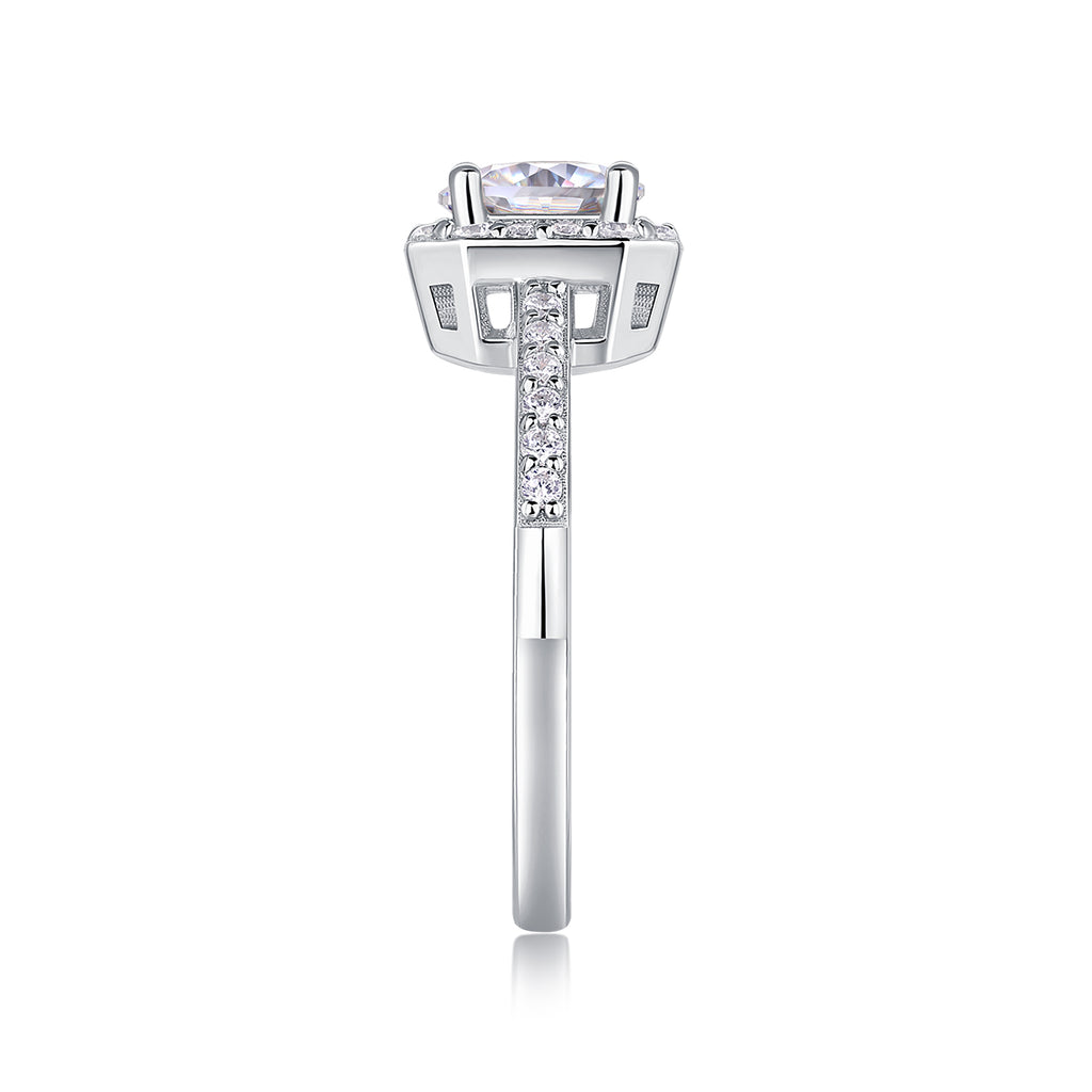 A Wonderful Connection - A Wedding Ring Set With 1-carat Top-quality Moissanite S925 Silver And Platinum-plated Diamond. The Ring Can Be Tested With A Diamond Pen
