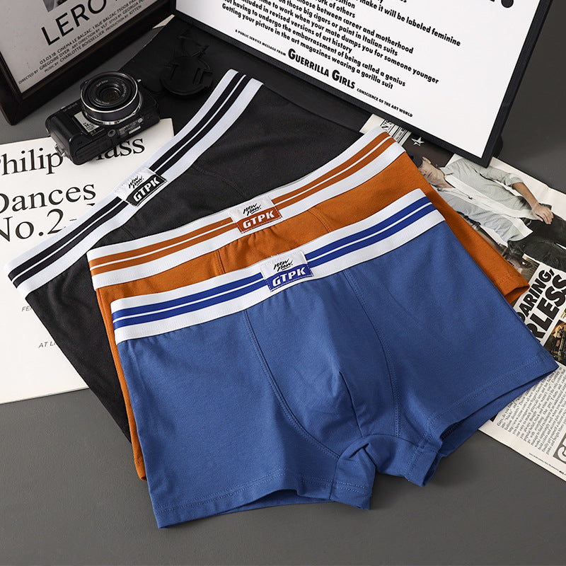 New Men's Underwear Pure Color Cotton Mid-waist Underwear