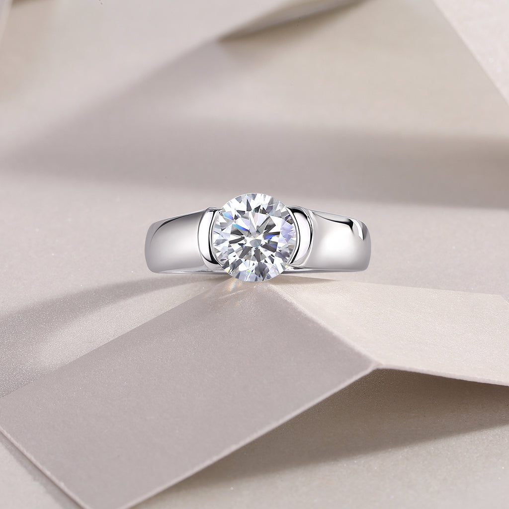 A Lifetime's Love - A Wedding Ring Set With Top-quality Moissanite S925, Silver And Platinum-plated. The Ring Can Be Tested With A Diamond Pen