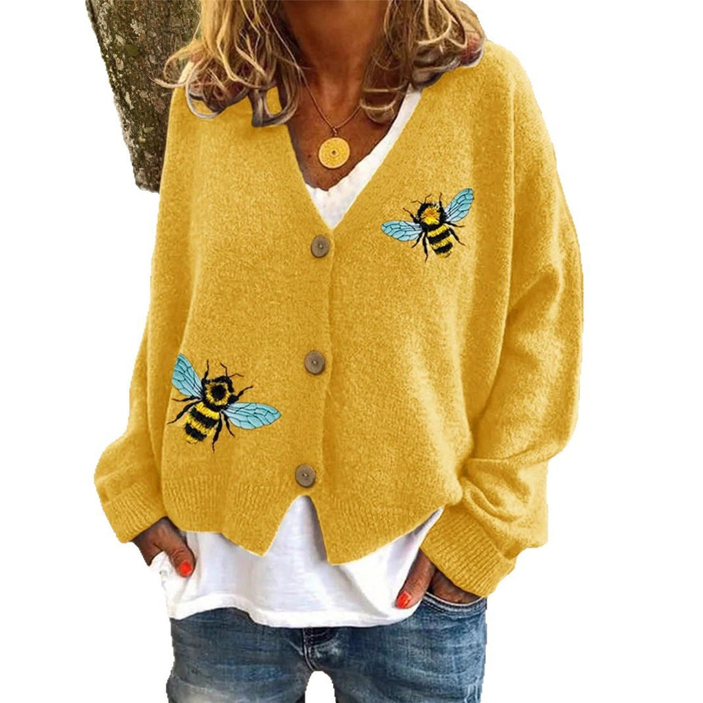 Animal Pattern Design Knitted Cardigan Sweater