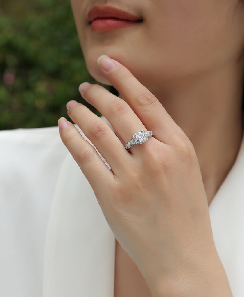 The Night At The Louvre - A Wedding Ring Set With Top-quality Moissan S925 Silver And Platinum-plated Diamond Can Be Inspected With A Diamond Pen