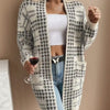 Women's Houndstooth Knitted Long Knitted Jacket