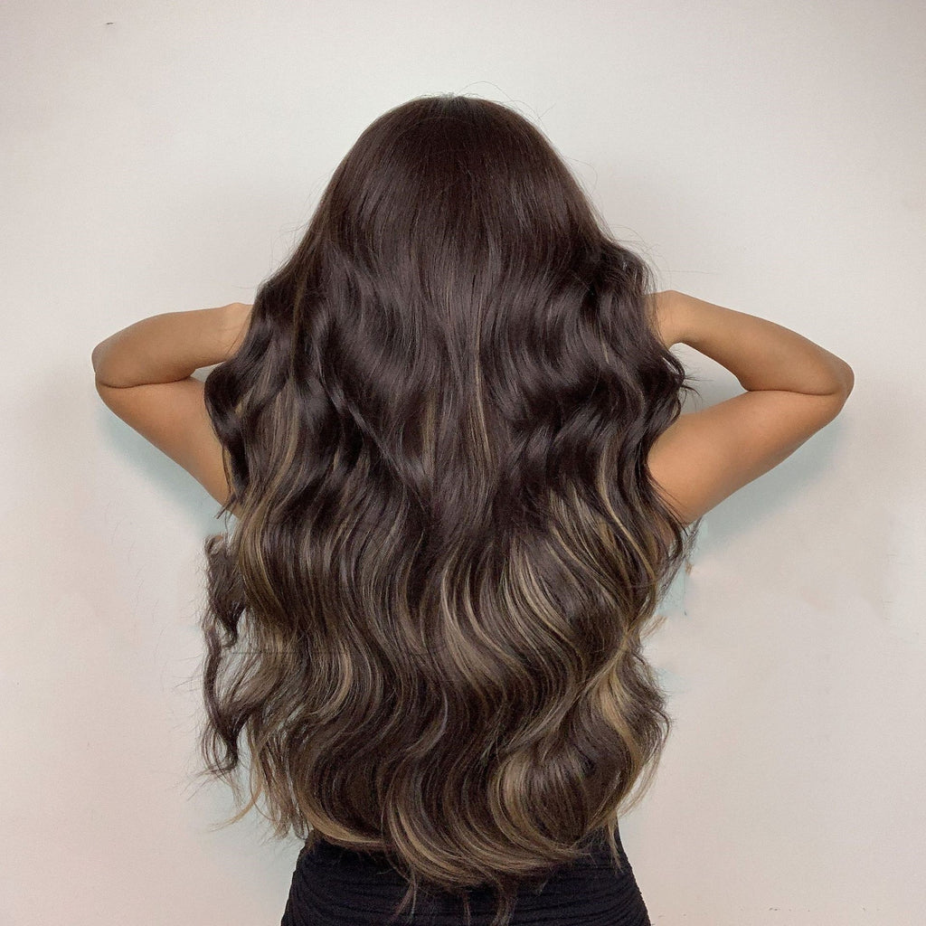 Female  Chestnut Blond Bangs Long Curly Air Bangs Synthetic Fiber Wig