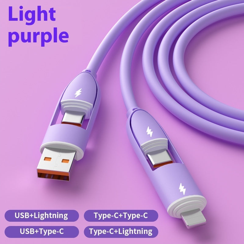 Four-in-one Silicone Fast Charge Data Cable