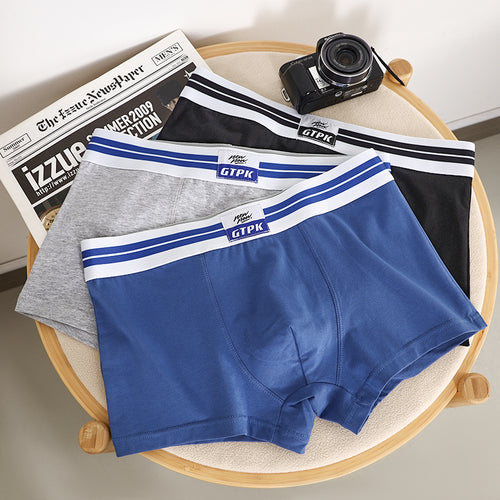New Men's Underwear Pure Color Cotton Mid-waist Underwear