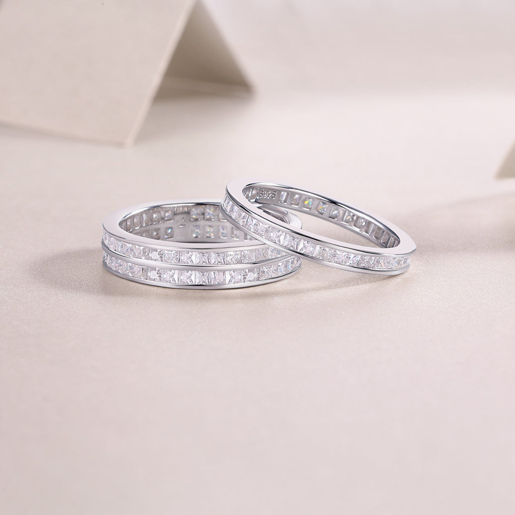 Unrestrained Growth - A Wedding Ring Set With Top-quality Moissanite S925 Silver And Platinum-plated Diamond Can Be Tested With A Diamond Pen