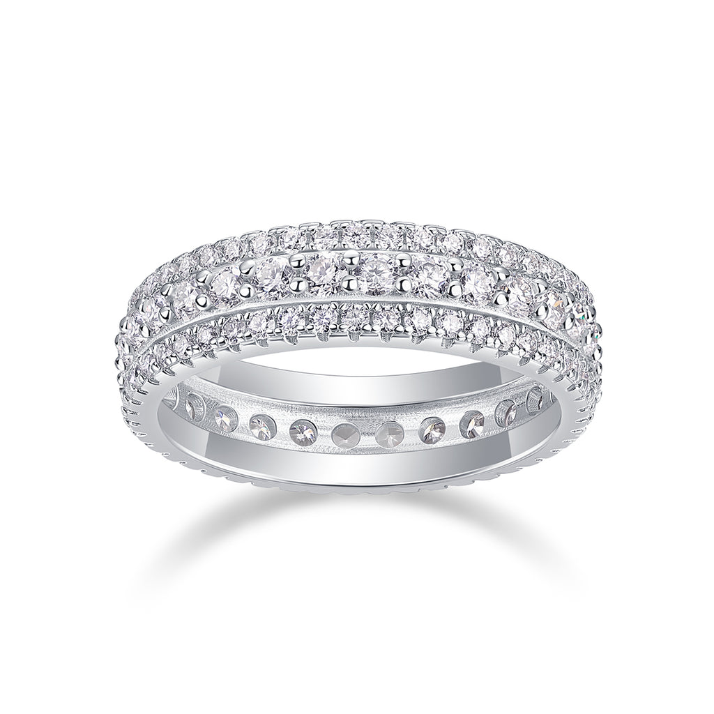 Cold Moonlight - Set With Top-quality Moissanite S925 Silver And Platinum-plated Diamond Wedding Ring. The Ring Can Be Inspected With A Diamond Pen