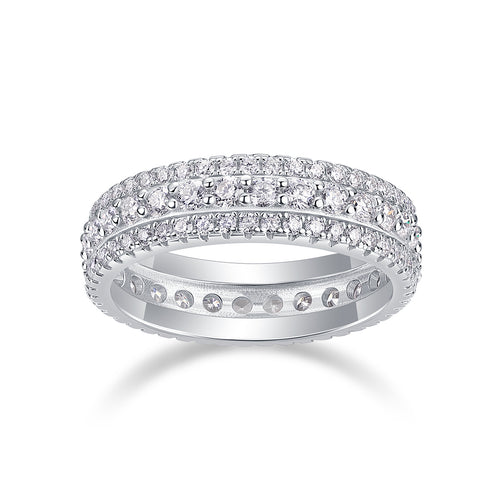 Cold Moonlight - Set With Top-quality Moissanite S925 Silver And Platinum-plated Diamond Wedding Ring. The Ring Can Be Inspected With A Diamond Pen