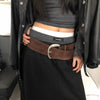 Wide Belt Niche Retro Y2g Hot Girl Suede Frosted Wide-brimmed Belt Silver Buckle