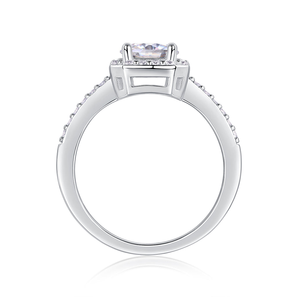 A Wonderful Connection - A Wedding Ring Set With 1-carat Top-quality Moissanite S925 Silver And Platinum-plated Diamond. The Ring Can Be Tested With A Diamond Pen