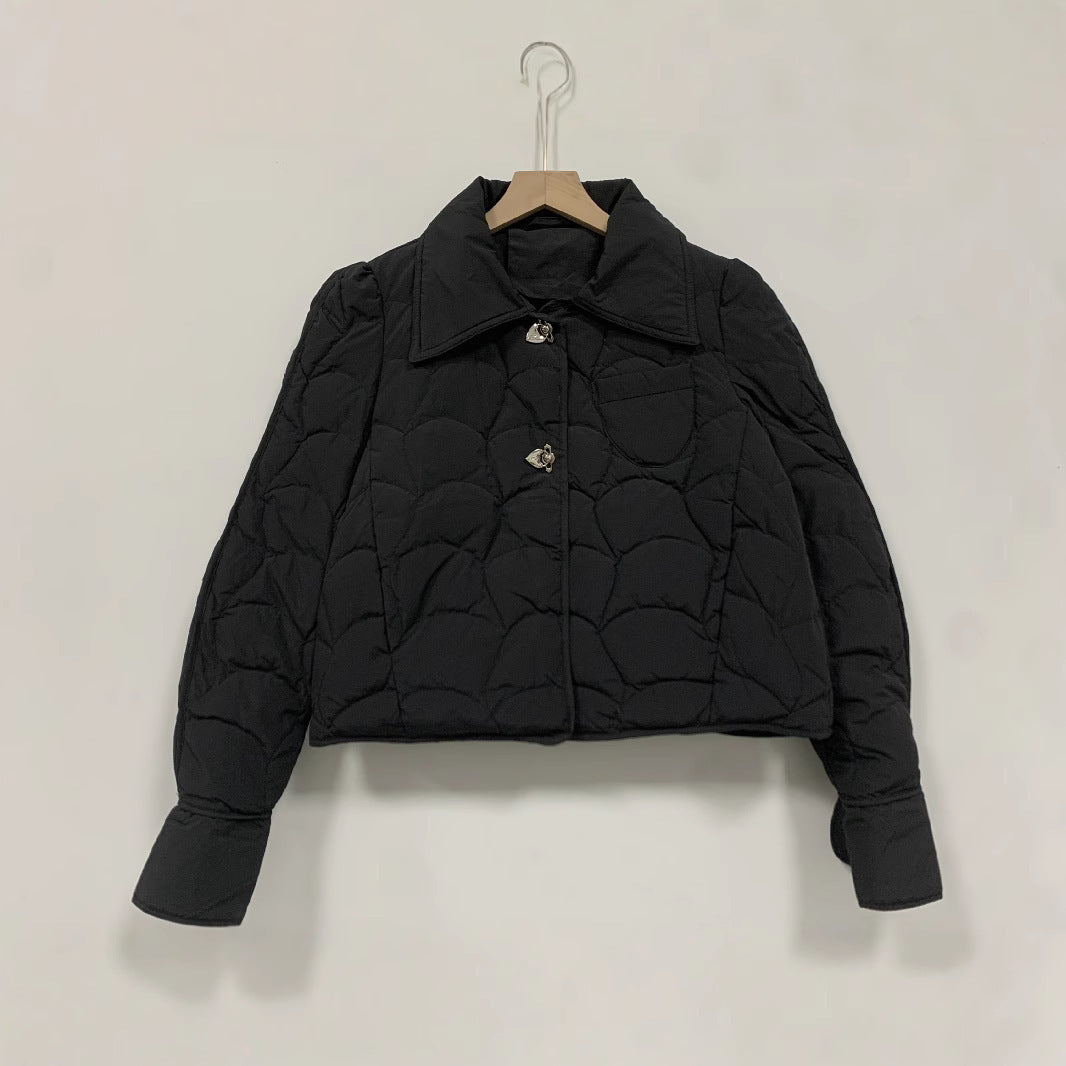 Online Red Diamond Plaid Short Down Jacket