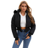Women's Waist-tight Big Fur Collar Hooded Short Cotton Jacket