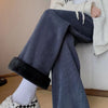New Corduroy Pants Wide-leg Winter Slim Fit Women's Fleece-lined Thickened Casual Pants