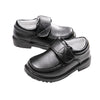 Boys Black Student Velcro British Leather Shoes