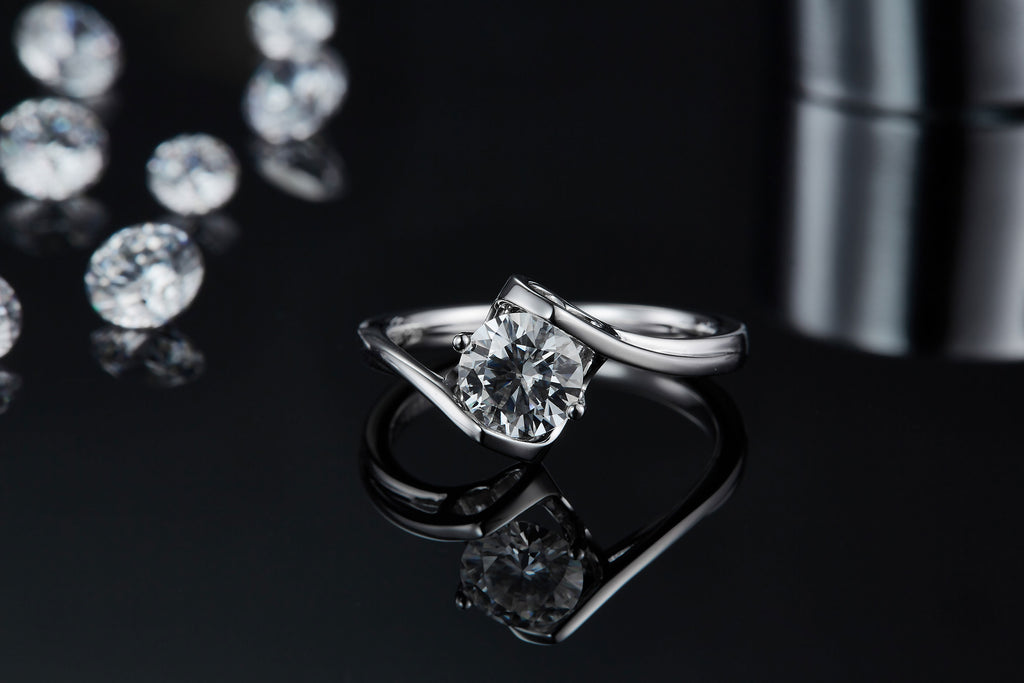 Angel's Heart - Set With 1-carat Top-quality Moissanite S925 Silver And Platinum-plated Diamond Wedding Ring. The Ring Can Be Inspected With A Diamond Pen