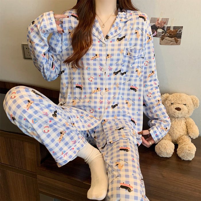 Women's Milk Silk Homewear Pajamas Suit