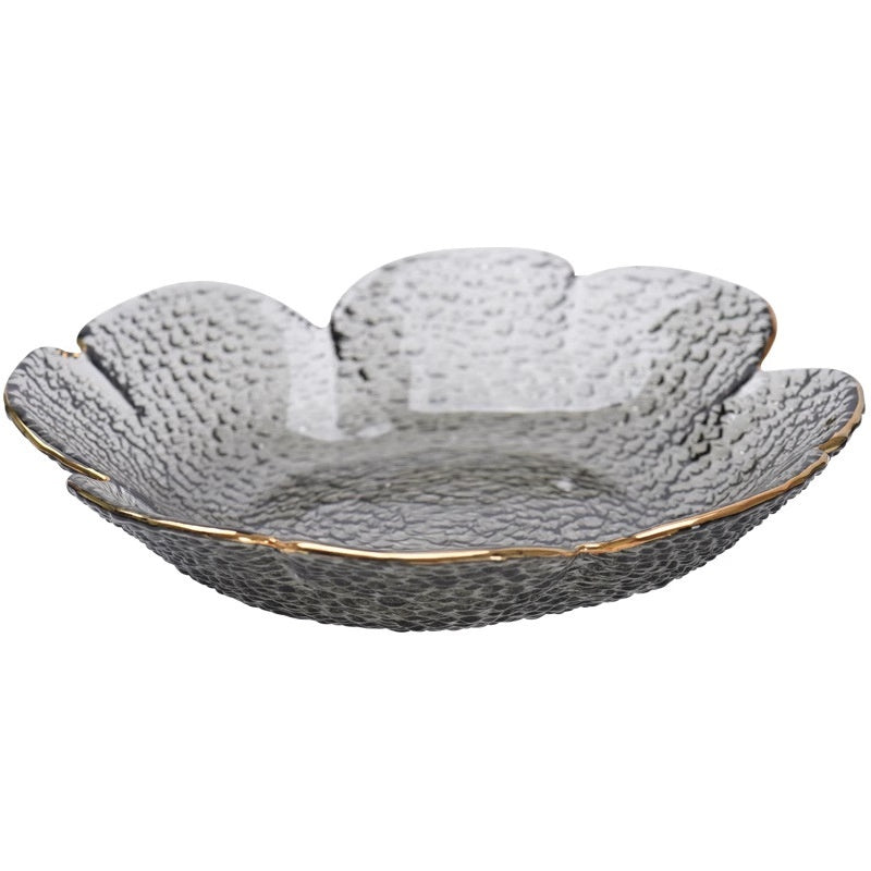 Japanese Style Hammer Pattern Petal Glass Bowl Plate Set