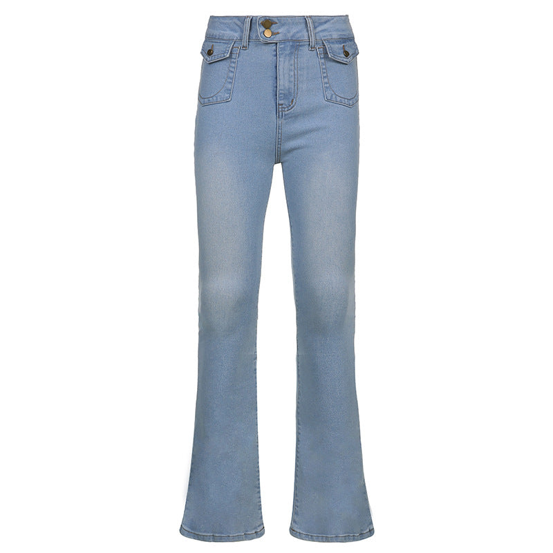 Retro Net Red Five-pointed Star Straight-leg Jeans