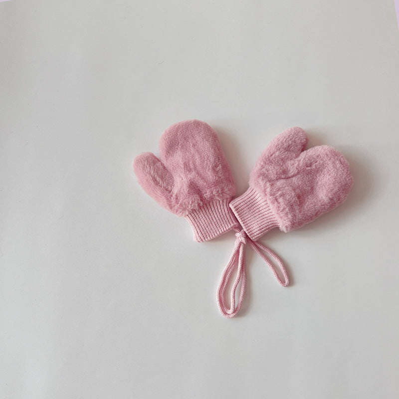 Fleece-lined Warm Finger Halter Baby Gloves