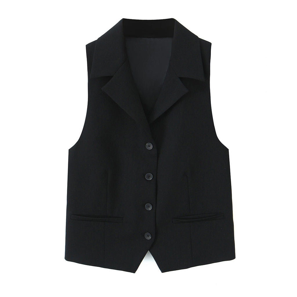 قميص ربيعي بلون موحد بدون أكمام، تصميم مستقيم، تنورة قصيرة فضفاضة للنساء