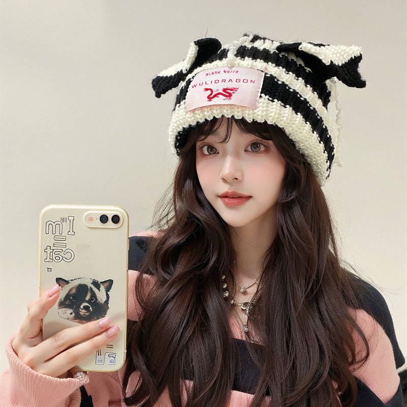 Woolen Cap Warm Ear Protection Cute Lady