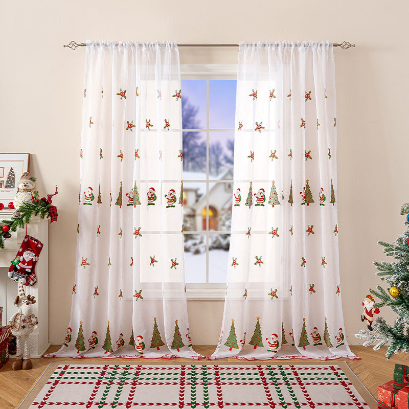 New American Christmas Curtain Christmas Tree Embroidery